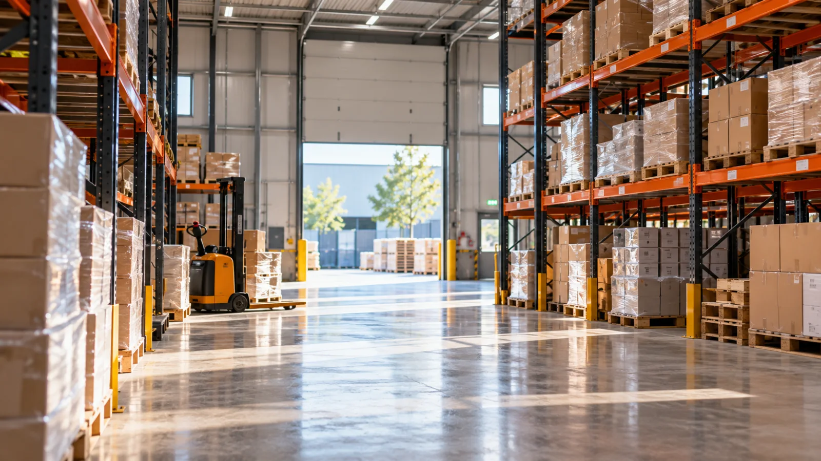 Allée de stockage d'un entrepôt logistique